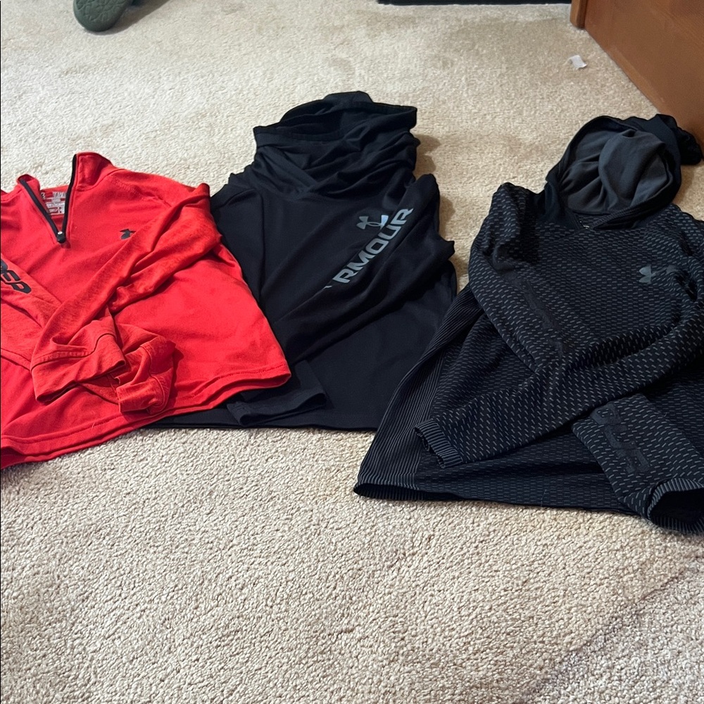 Under Armour Red and Black Athletic Pullovers